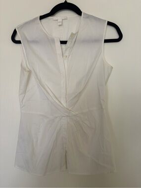 Boss White Sleeveless V-Neck Blouse